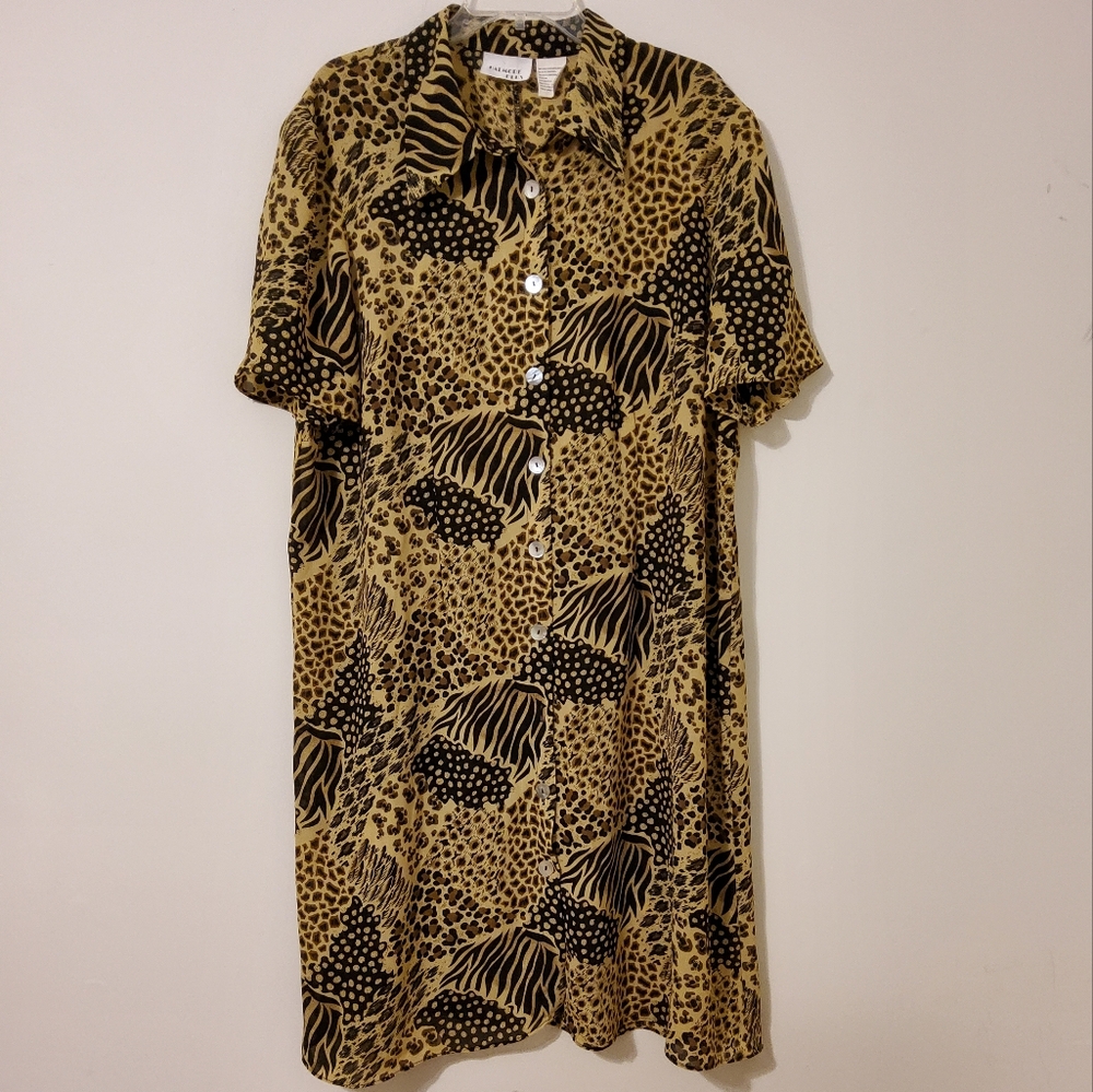 Halmode Plus Brown/Black/Beige Multi Colored Animal Print Short Sleeve Size 20W
